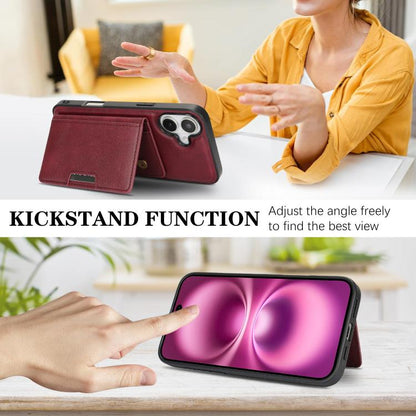 For iPhone 17 Kalebol Strong MagSafe Magnetic Two-Fold Card Bag Leather Phone Case(Red) by Kalebol