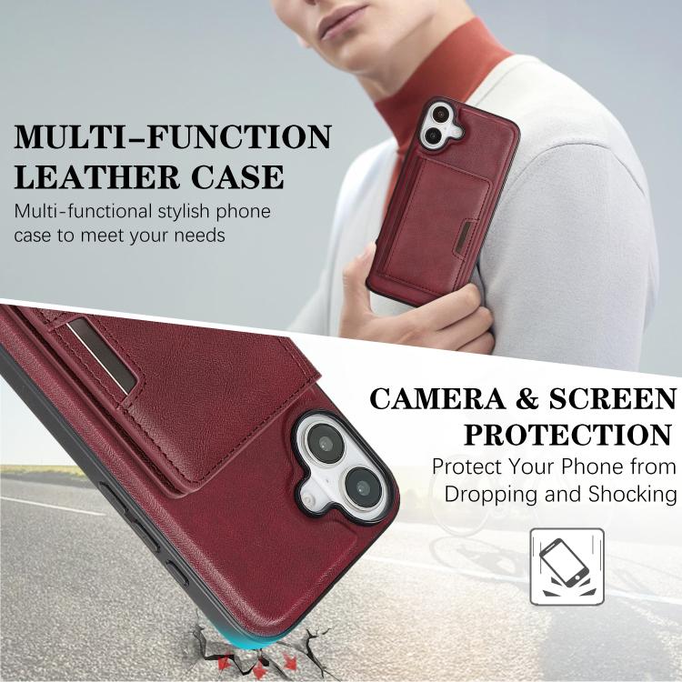 For iPhone 17 Kalebol Strong MagSafe Magnetic Two-Fold Card Bag Leather Phone Case(Red) by Kalebol
