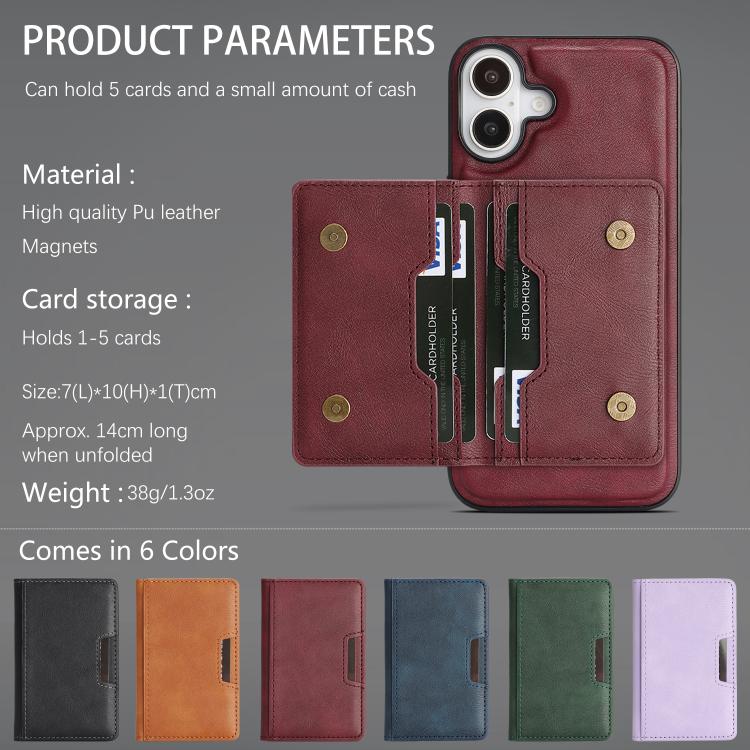 For iPhone 17 Kalebol Strong MagSafe Magnetic Two-Fold Card Bag Leather Phone Case(Red) by Kalebol