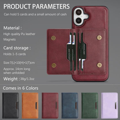For iPhone 17 Kalebol Strong MagSafe Magnetic Two-Fold Card Bag Leather Phone Case(Red) by Kalebol