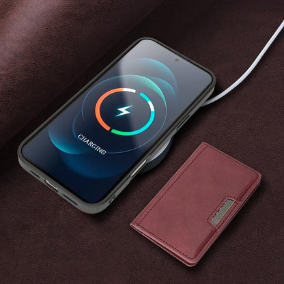 For iPhone 17 Kalebol Strong MagSafe Magnetic Two-Fold Card Bag Leather Phone Case(Red) by Kalebol