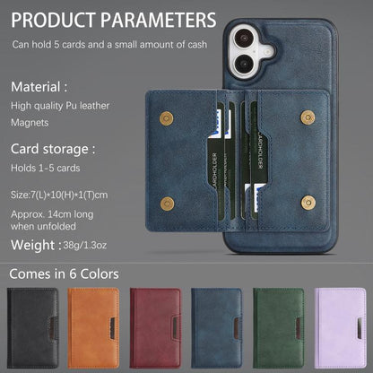 For iPhone 17 Kalebol Strong MagSafe Magnetic Two-Fold Card Bag Leather Phone Case(Blue) by Kalebol