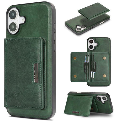 For iPhone 17 Kalebol Strong MagSafe Magnetic Two-Fold Card Bag Leather Phone Case(Green) by Kalebol