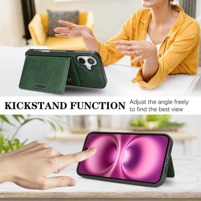 For iPhone 17 Kalebol Strong MagSafe Magnetic Two-Fold Card Bag Leather Phone Case(Green) by Kalebol