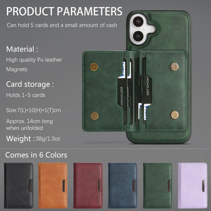 For iPhone 17 Kalebol Strong MagSafe Magnetic Two-Fold Card Bag Leather Phone Case(Green) by Kalebol