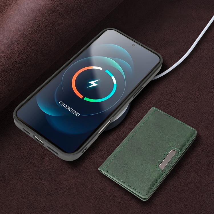 For iPhone 17 Kalebol Strong MagSafe Magnetic Two-Fold Card Bag Leather Phone Case(Green) by Kalebol