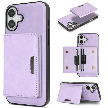 For iPhone 17 Kalebol Strong MagSafe Magnetic Two-Fold Card Bag Leather Phone Case(Purple) by Kalebol