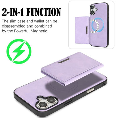 For iPhone 17 Kalebol Strong MagSafe Magnetic Two-Fold Card Bag Leather Phone Case(Purple) by Kalebol