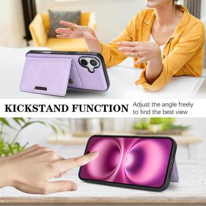 For iPhone 17 Kalebol Strong MagSafe Magnetic Two-Fold Card Bag Leather Phone Case(Purple) by Kalebol