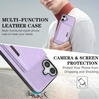 For iPhone 17 Kalebol Strong MagSafe Magnetic Two-Fold Card Bag Leather Phone Case(Purple) by Kalebol