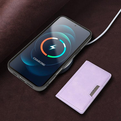 For iPhone 17 Kalebol Strong MagSafe Magnetic Two-Fold Card Bag Leather Phone Case(Purple) by Kalebol
