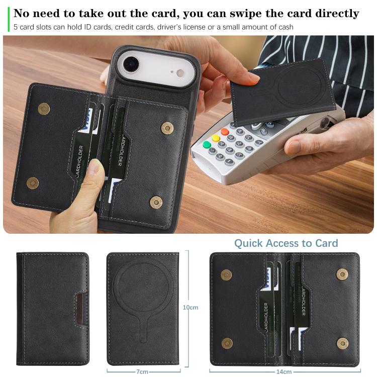 For iPhone Air Kalebol Strong MagSafe Magnetic Two-Fold Card Bag Leather Phone Case(Black) by Kalebol