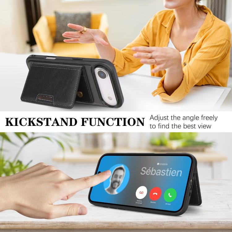 For iPhone Air Kalebol Strong MagSafe Magnetic Two-Fold Card Bag Leather Phone Case(Black) by Kalebol