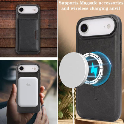 For iPhone Air Kalebol Strong MagSafe Magnetic Two-Fold Card Bag Leather Phone Case(Black) by Kalebol