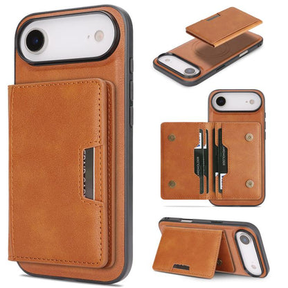 For iPhone Air Kalebol Strong MagSafe Magnetic Two-Fold Card Bag Leather Phone Case(Brown) by Kalebol