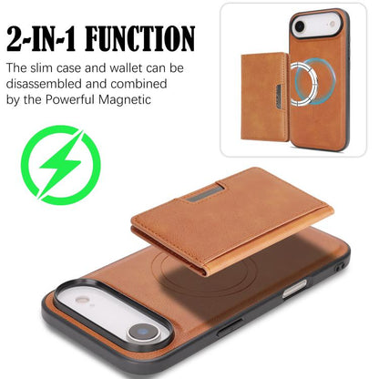 For iPhone Air Kalebol Strong MagSafe Magnetic Two-Fold Card Bag Leather Phone Case(Brown) by Kalebol