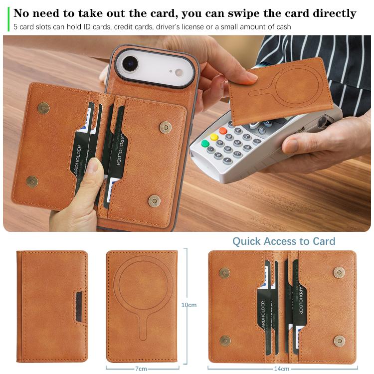 For iPhone Air Kalebol Strong MagSafe Magnetic Two-Fold Card Bag Leather Phone Case(Brown) by Kalebol