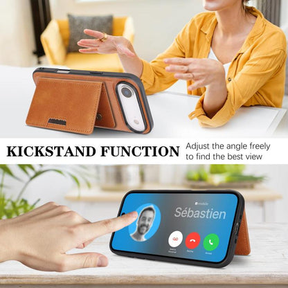 For iPhone Air Kalebol Strong MagSafe Magnetic Two-Fold Card Bag Leather Phone Case(Brown) by Kalebol