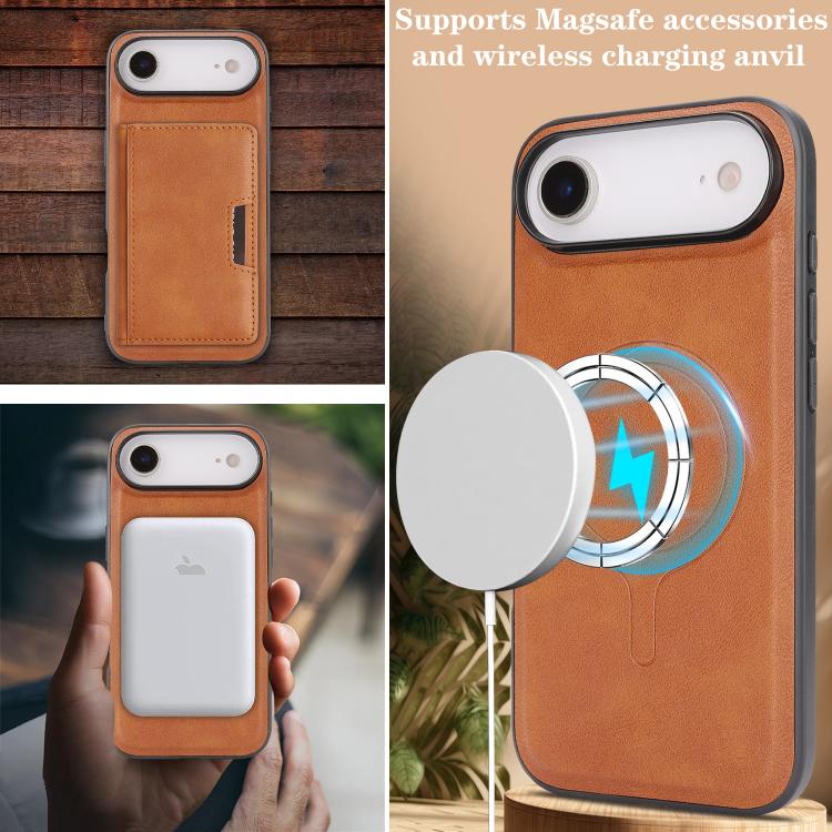 For iPhone Air Kalebol Strong MagSafe Magnetic Two-Fold Card Bag Leather Phone Case(Brown) by Kalebol