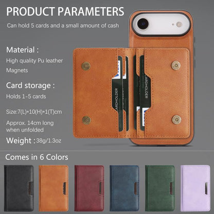For iPhone Air Kalebol Strong MagSafe Magnetic Two-Fold Card Bag Leather Phone Case(Brown) by Kalebol