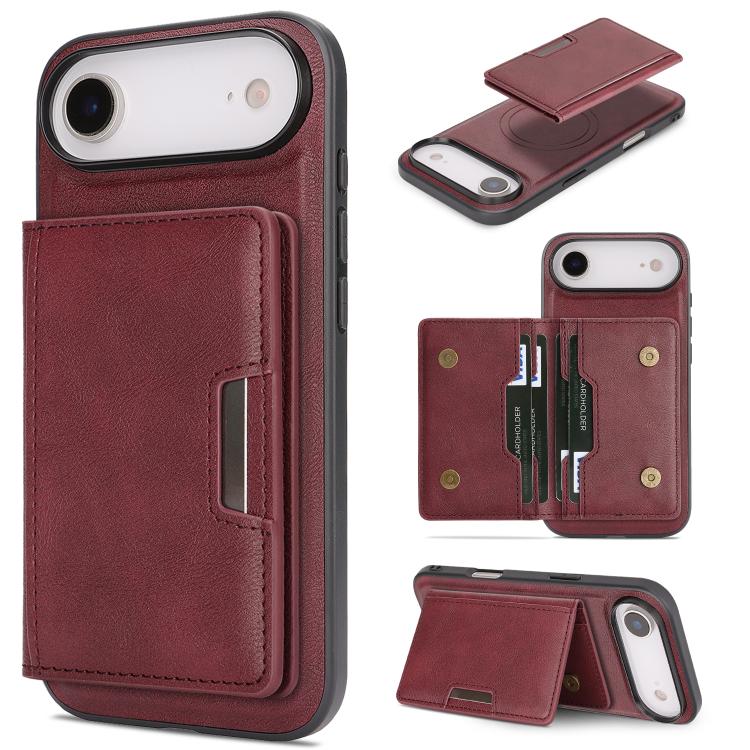 For iPhone Air Kalebol Strong MagSafe Magnetic Two-Fold Card Bag Leather Phone Case(Red) by Kalebol