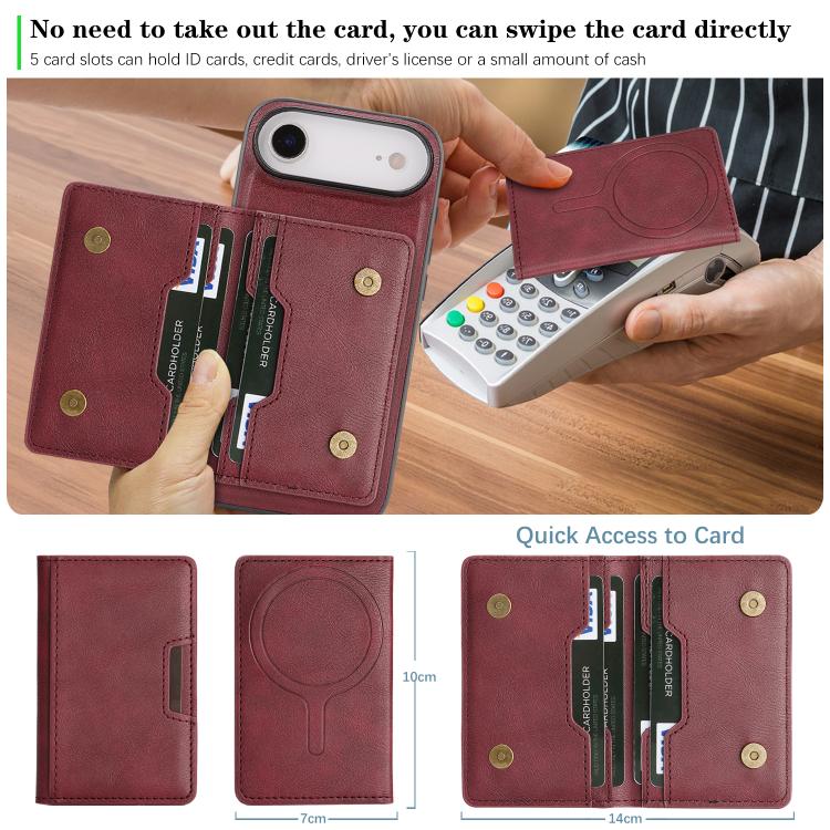 For iPhone Air Kalebol Strong MagSafe Magnetic Two-Fold Card Bag Leather Phone Case(Red) by Kalebol