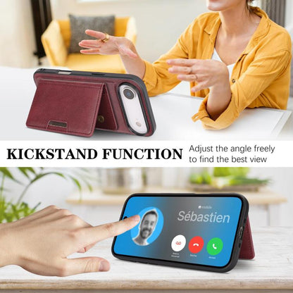 For iPhone Air Kalebol Strong MagSafe Magnetic Two-Fold Card Bag Leather Phone Case(Red) by Kalebol