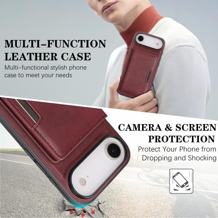 For iPhone Air Kalebol Strong MagSafe Magnetic Two-Fold Card Bag Leather Phone Case(Red) by Kalebol