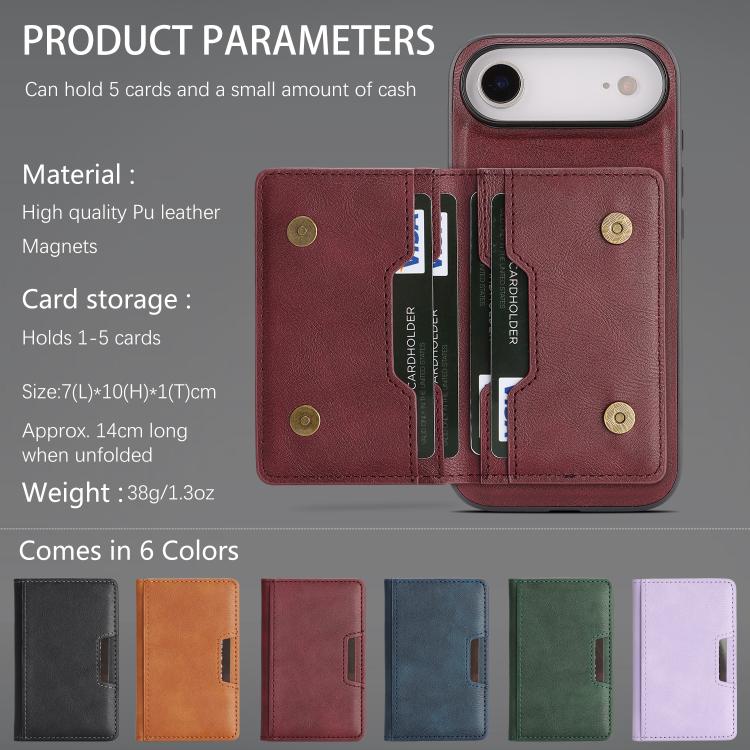 For iPhone Air Kalebol Strong MagSafe Magnetic Two-Fold Card Bag Leather Phone Case(Red) by Kalebol