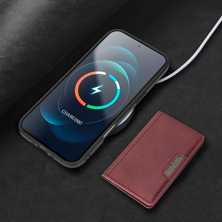 For iPhone Air Kalebol Strong MagSafe Magnetic Two-Fold Card Bag Leather Phone Case(Red) by Kalebol