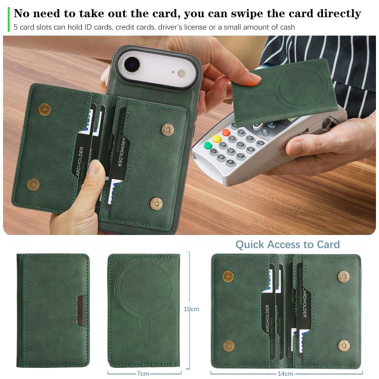 For iPhone Air Kalebol Strong MagSafe Magnetic Two-Fold Card Bag Leather Phone Case(Green) by Kalebol