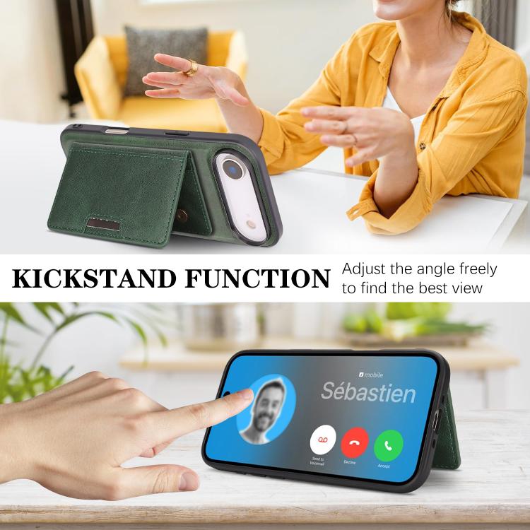 For iPhone Air Kalebol Strong MagSafe Magnetic Two-Fold Card Bag Leather Phone Case(Green) by Kalebol