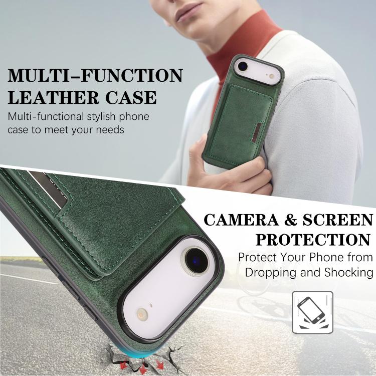 For iPhone Air Kalebol Strong MagSafe Magnetic Two-Fold Card Bag Leather Phone Case(Green) by Kalebol