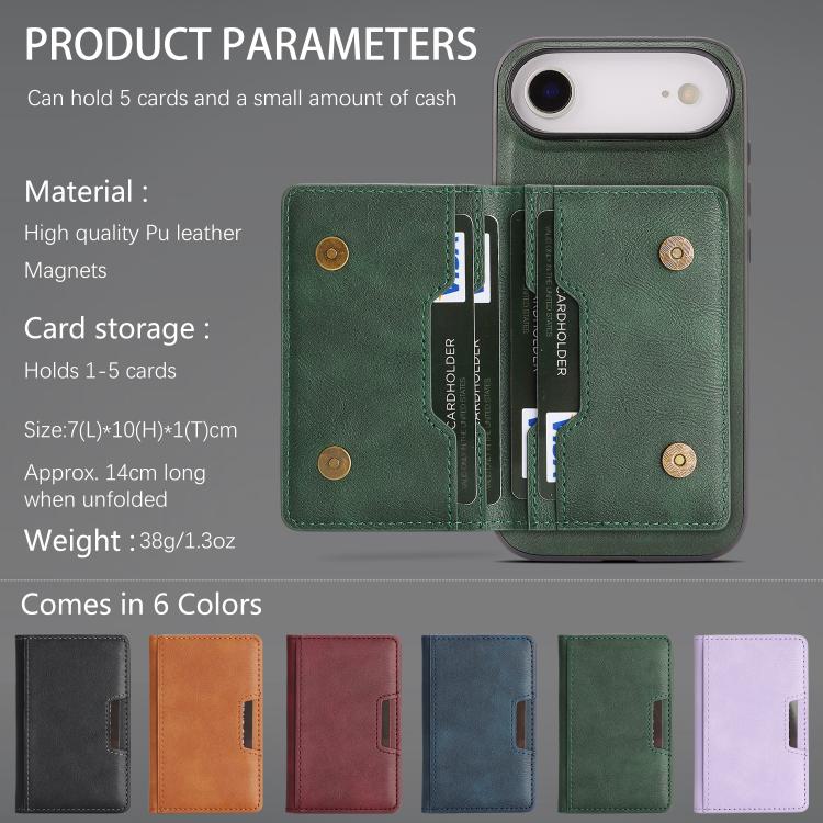 For iPhone Air Kalebol Strong MagSafe Magnetic Two-Fold Card Bag Leather Phone Case(Green) by Kalebol