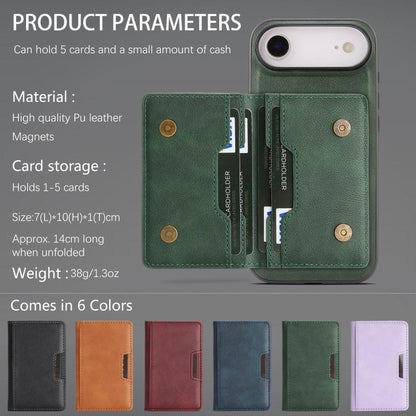 For iPhone Air Kalebol Strong MagSafe Magnetic Two-Fold Card Bag Leather Phone Case(Green) by Kalebol