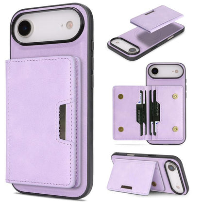 For iPhone Air Kalebol Strong MagSafe Magnetic Two-Fold Card Bag Leather Phone Case(Purple) by Kalebol