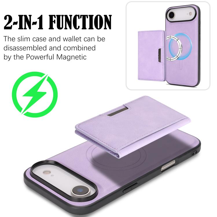 For iPhone Air Kalebol Strong MagSafe Magnetic Two-Fold Card Bag Leather Phone Case(Purple) by Kalebol