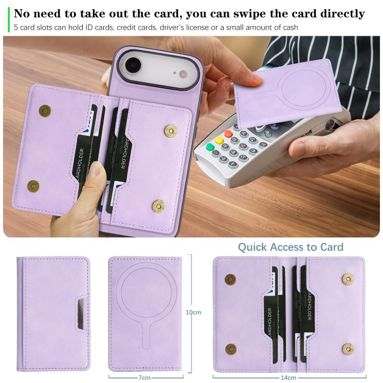 For iPhone Air Kalebol Strong MagSafe Magnetic Two-Fold Card Bag Leather Phone Case(Purple) by Kalebol