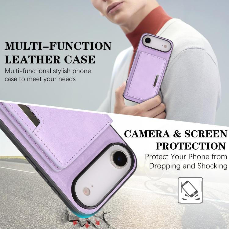 For iPhone Air Kalebol Strong MagSafe Magnetic Two-Fold Card Bag Leather Phone Case(Purple) by Kalebol