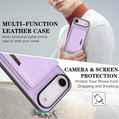 For iPhone Air Kalebol Strong MagSafe Magnetic Two-Fold Card Bag Leather Phone Case(Purple) by Kalebol