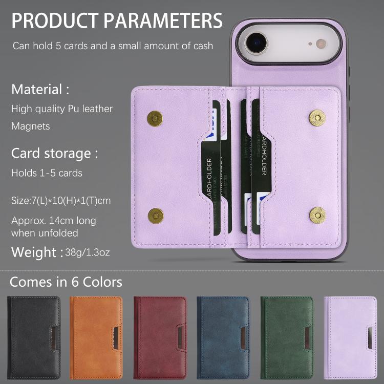 For iPhone Air Kalebol Strong MagSafe Magnetic Two-Fold Card Bag Leather Phone Case(Purple) by Kalebol