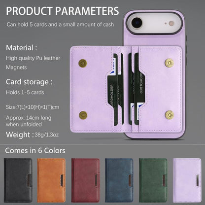 For iPhone Air Kalebol Strong MagSafe Magnetic Two-Fold Card Bag Leather Phone Case(Purple) by Kalebol