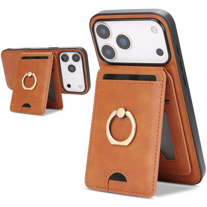 For iPhone 17 Pro Max Kalebol Strong MagSafe Ring Magnetic Card Bag Holder Leather Phone Case(Brown) by Kalebol