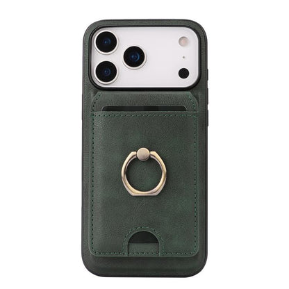 For iPhone 17 Pro Max Kalebol Strong MagSafe Ring Magnetic Card Bag Holder Leather Phone Case(Green) by Kalebol