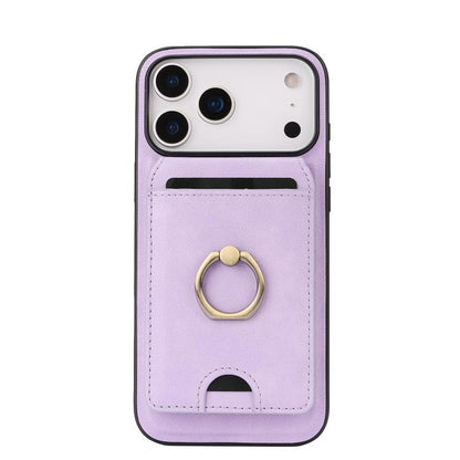 For iPhone 17 Pro Max Kalebol Strong MagSafe Ring Magnetic Card Bag Holder Leather Phone Case(Purple) by Kalebol