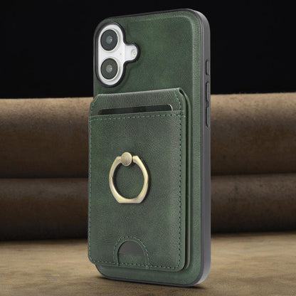 For iPhone 17 Kalebol Strong MagSafe Ring Magnetic Card Bag Holder Leather Phone Case(Green) by Kalebol