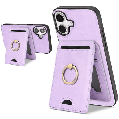 For iPhone 17 Kalebol Strong MagSafe Ring Magnetic Card Bag Holder Leather Phone Case(Purple) by Kalebol