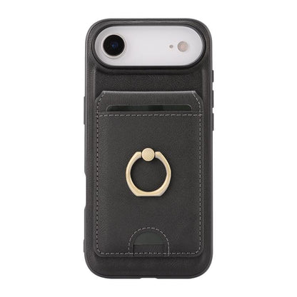 For iPhone Air Kalebol Strong MagSafe Ring Magnetic Card Bag Holder Leather Phone Case(Black) by Kalebol