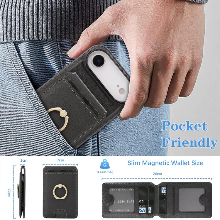 For iPhone Air Kalebol Strong MagSafe Ring Magnetic Card Bag Holder Leather Phone Case(Black) by Kalebol