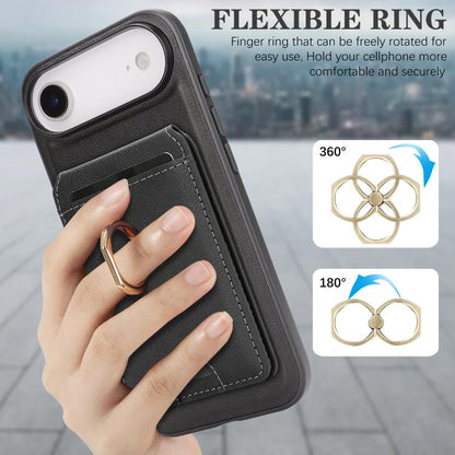 For iPhone Air Kalebol Strong MagSafe Ring Magnetic Card Bag Holder Leather Phone Case(Black) by Kalebol